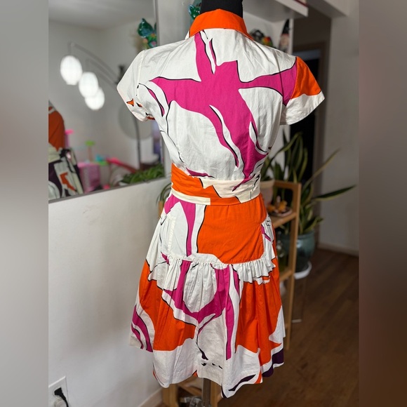 Diane von Furstenberg 'Scarlet' Floral Print Cotton Shirtdress EUC Size 2 Spring - Picture 5 of 6